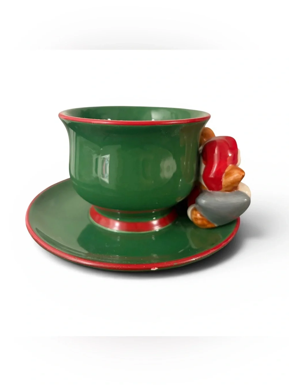 The Night Before Christmas Mouse In Santa Claus Outfit Mug & Attached Underplate
